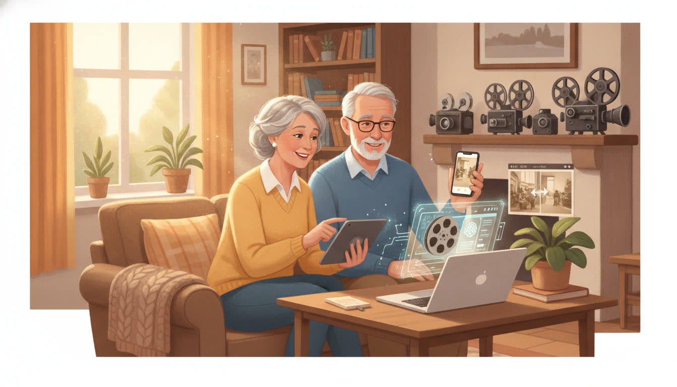 oude familiefilmpjes digitaliseren met AI — illustratie bij blogartikel